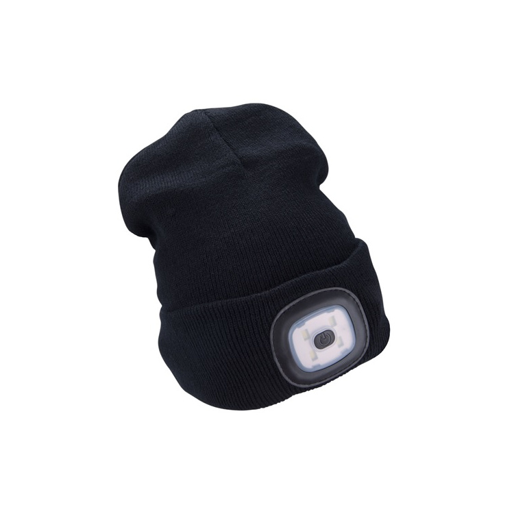 sapka fekete kotott kiveheto LED homloklampaval 445 Lumen USB toltheto Li-ion 3funkcio 100-75-50 fenye-i52393